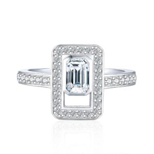 New European and American personality square diamond ring women's niche sense of luxury S925 sterling silver row ring square zircon women's ring