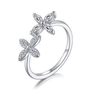 New 925 four-leaf clover open ring women's niche high-end personality live mouth women's ring ins