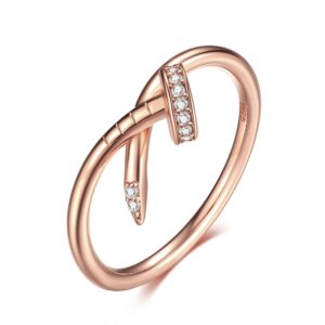 Simple rose gold 925 silver ring women's high-end popular women's rings European and American fashion wedding rings