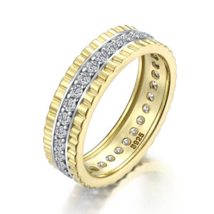 Popular S925 sterling silver plated yellow gold starry ring, niche row ring, European and American fashion women's ring