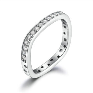 S925 sterling silver women's single-row diamond square ring niche design square ring cross-border hot sale