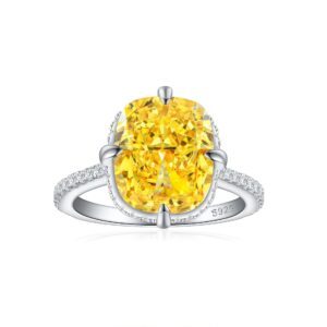 S925 Silver Light Luxury Seiko Pigeon Egg 6 Carat High Carbon Diamond Ice Flower Cut Color Treasure Ring Women's Premium 6ct Women's Ring