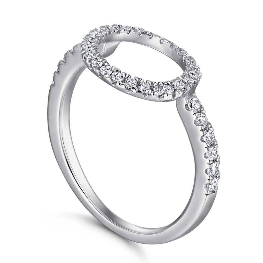 S925 Silver Women's Personality Individually Packaged Two Pieces Simple Round Diamond Wedding Ring One Drop - Image 5