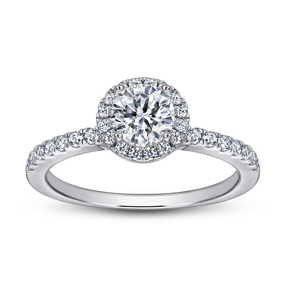 S925 Silver Women's Personality Individually Packaged Two Pieces Simple Round Diamond Wedding Ring One Drop - Image 3