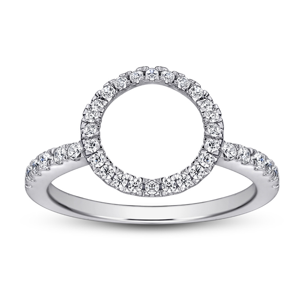 S925 Silver Women's Personality Individually Packaged Two Pieces Simple Round Diamond Wedding Ring One Drop - Image 2