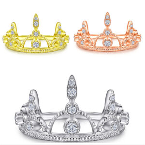 New European and American fashion style 925 sterling silver micro inlaid zircon crown atmosphere ring women's jewelry ring