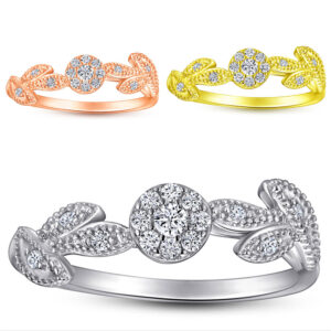s925 sterling silver leaf flower row diamond zircon ring 925 pure silver female niche silver jewelry factory