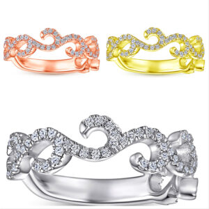 European and American popular hand ornament diamond cutout pattern flower ring women's zircon S925 silver women's ring wholesale