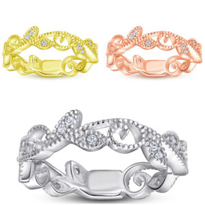 Popular S925 Silver Ring Women's European and American Fashion Flowers and Leaves Micro-inlaid Zircon Women's Ring