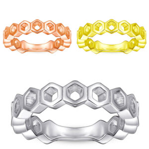 European and American silver jewelry hexagonal diamond honeycomb hollow S925 sterling silver ring female non-fading ring manufacturers wholesale