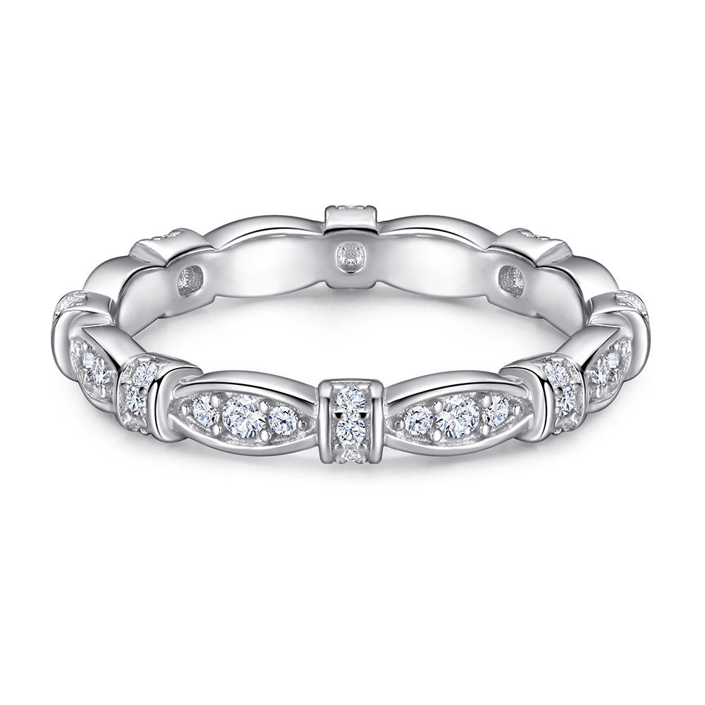 S 925 sterling silver rings women's full circle full of micro-inlaid zircon row ring index finger ring manufacturers wholesale - Image 4