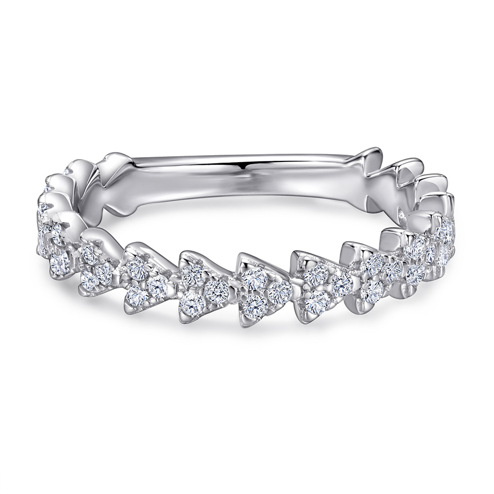 S925 sterling silver triangle ring women's non-fading Korean version of simple light luxury micro inlaid index finger ring wholesale - Image 4