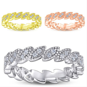 New Ring European and American Creative Leaf Shape S925 Sterling Silver Micro Inlaid Zircon Ring Female