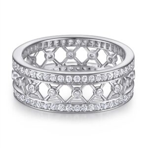 S925 sterling silver women's ring European and American fashion full circle micro inlaid zircon body ring row diamond ring ring ring