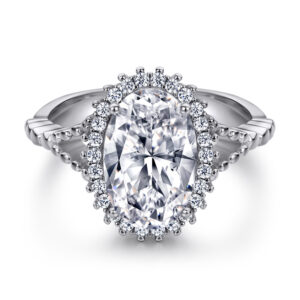 Row Diamond Sterling Silver Ring Exaggerated Set Oval Large Zircon S925 Silver Diamond Ring Manufacturers Wholesale