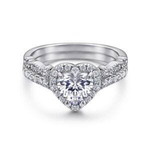 Hot Selling 925 Sterling Silver Love Ring Set Heart Shaped Zircon European and American Combination Women's Ring