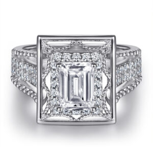Ring S925 sterling silver square diamond ring women's zircon diamond ring wedding ring one piece on behalf of the hair