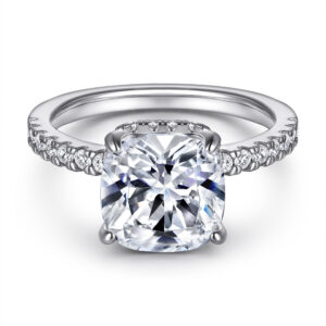 S925 sterling silver ring women's jewelry micro-set square 3.5ct zircon cushion imitation diamond ring