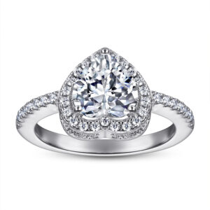 Love Sterling Silver Ring Women's S925 Silver Micro Set Heart 2 Carat Zircon Diamond Ring Wedding Ring