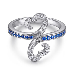 Popular jewelry S925 silver ring inlaid with royal blue zircon exaggerated wide index finger ring women's ring