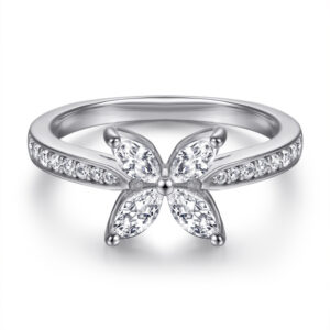 Fashion Bow 925 Silver Ring Niche Ladies Marquise Zircon Sterling Silver Women's Ring Wholesale