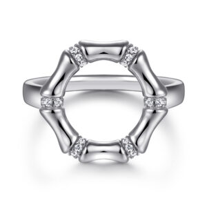 Hot Sale Rings Europe and America Fashion Round Bamboo Inlaid Zircon 925 Silver Ring Women Wholesale