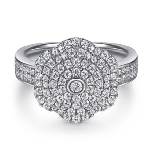 S925 sterling silver full diamond flower sterling silver ring European and American exaggerated inlaid zircon wedding ring jewelry wholesale