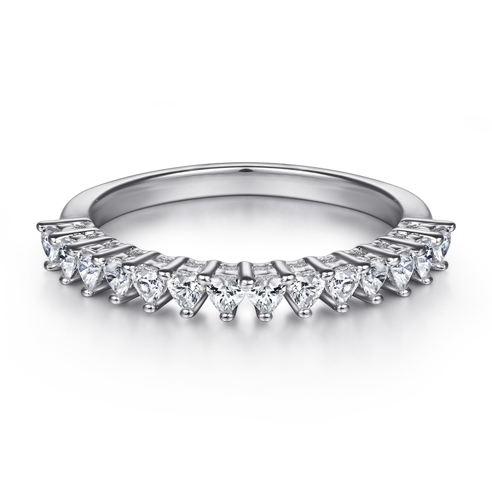 Cold Wind Cool Ring S925 Silver Women's Ring Simple and Fashionable Heart-shaped Half Circle Index Finger Ring One Piece Delivery - Image 2