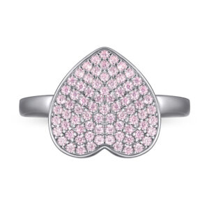 Popular S925 sterling silver heart zircon women's ring sterling silver pink diamond love ring silver jewelry factory