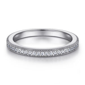 S925 sterling silver set zircon full diamond row diamond ring a circle of women's hot selling plain ring silver ring