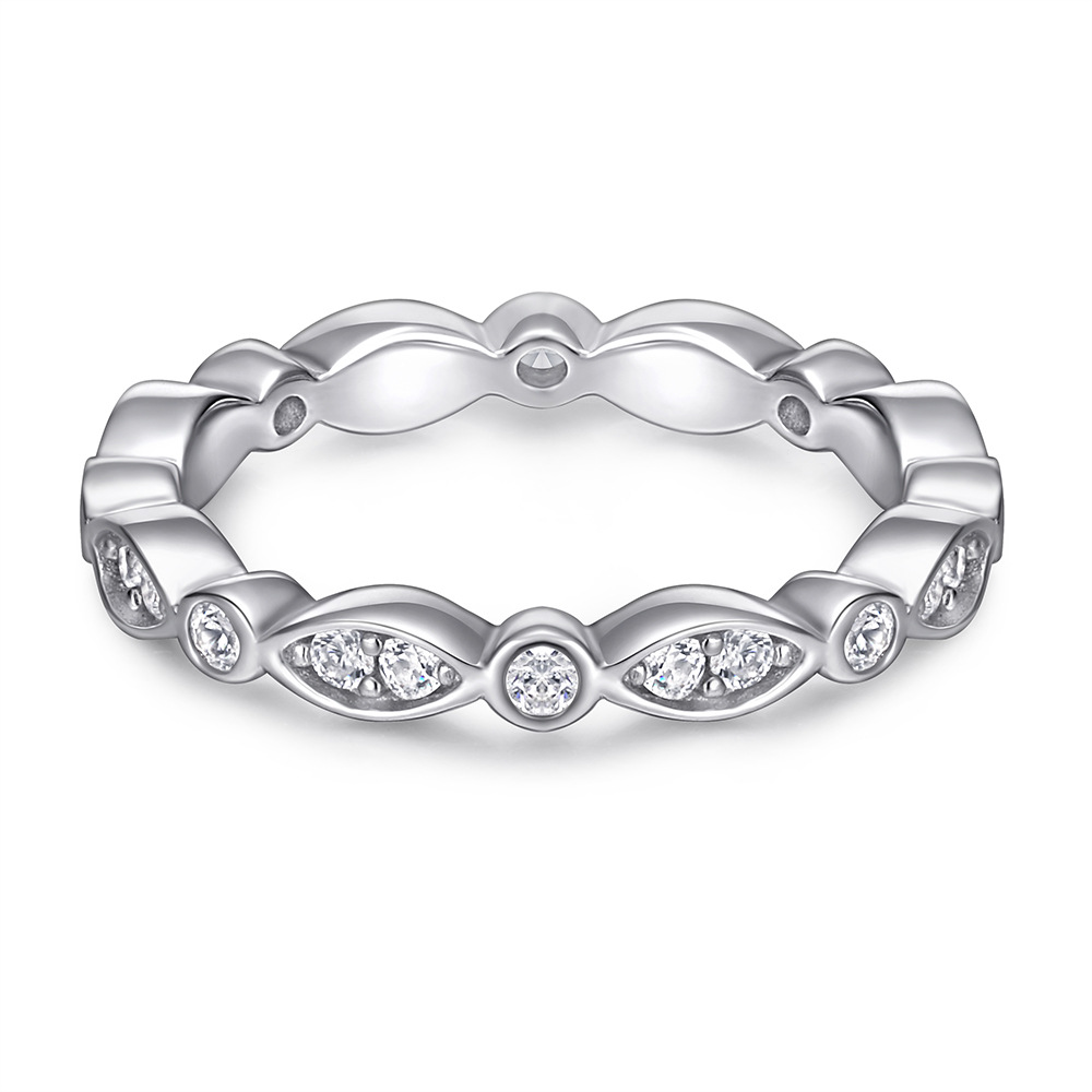 Explosive creative hot sale s925 sterling silver marquise full of diamond ring ring source manufacturers
