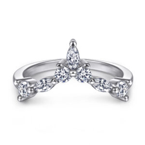 The popular 925 sterling silver crown zircon ring women's niche European and American fashion V-shaped tail ring jewelry