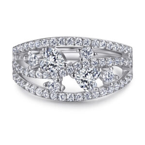 Popular fashion exaggerated index finger ring pattern S925 silver ring European and American love zircon sterling silver ring