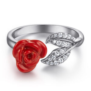 Forest rose open adjustable ring fashion temperament female sterling silver ring valentine's day gift wholesale