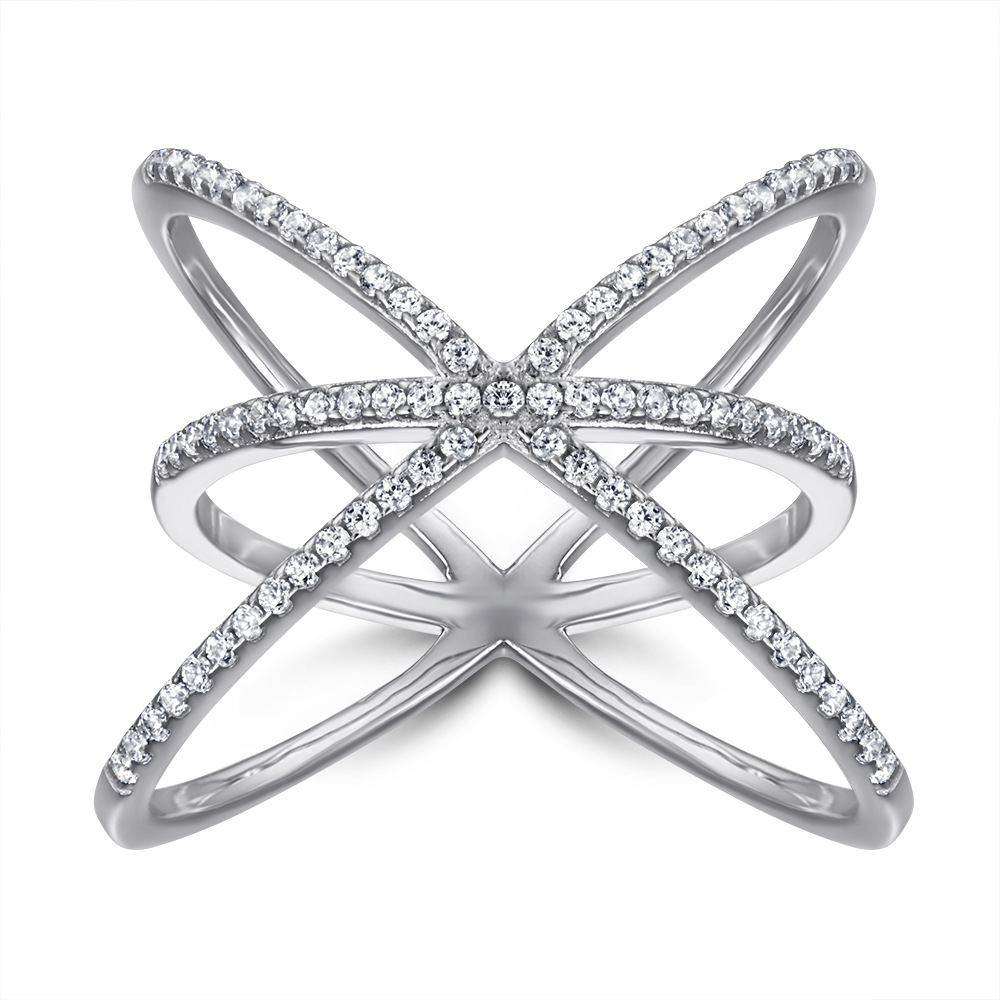 European and American S925 sterling silver rings, women's exaggerated rice characters, personality three rings, index finger rings, hipster jewelry wholesale