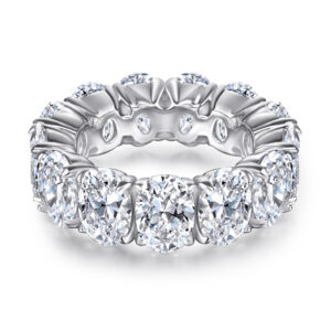 Hot selling S925 sterling silver zircon ring for ladies European and American fashion trend 13 pieces 1 carat man egg-shaped ring