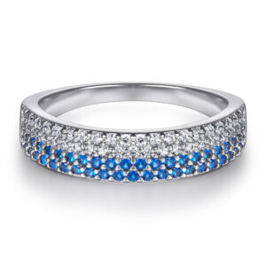 Tonglin S925 sterling silver ring women's European and American fashion blue crystal white zircon ring fashion diamond ring jewelry