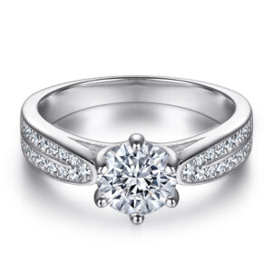 S925 sterling silver rings, silver pure silver, fashion women's rings, six-clawed zircon, silver jewelry, Europe and America