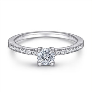 S925 sterling silver ring ladies European and American cross-border jewelry four-prong one-carat imitation diamond ring ring