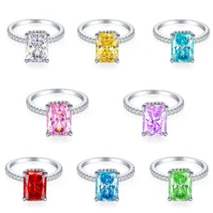 Hot Sale S925 Sterling Silver High Carbon Diamond Ring Women's Luxury Ice Flower Cut Zircon 8*11 Colored Treasure Women's Ring Sense of Luxury