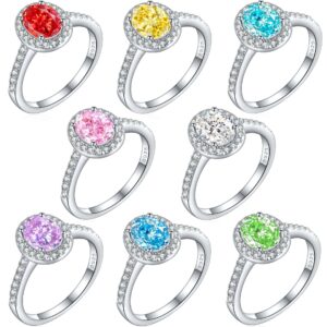 S925 sterling silver 1.5ct 100-sided flame ice flower ring luxury 6*8 oval color gem high carbon diamond female ring
