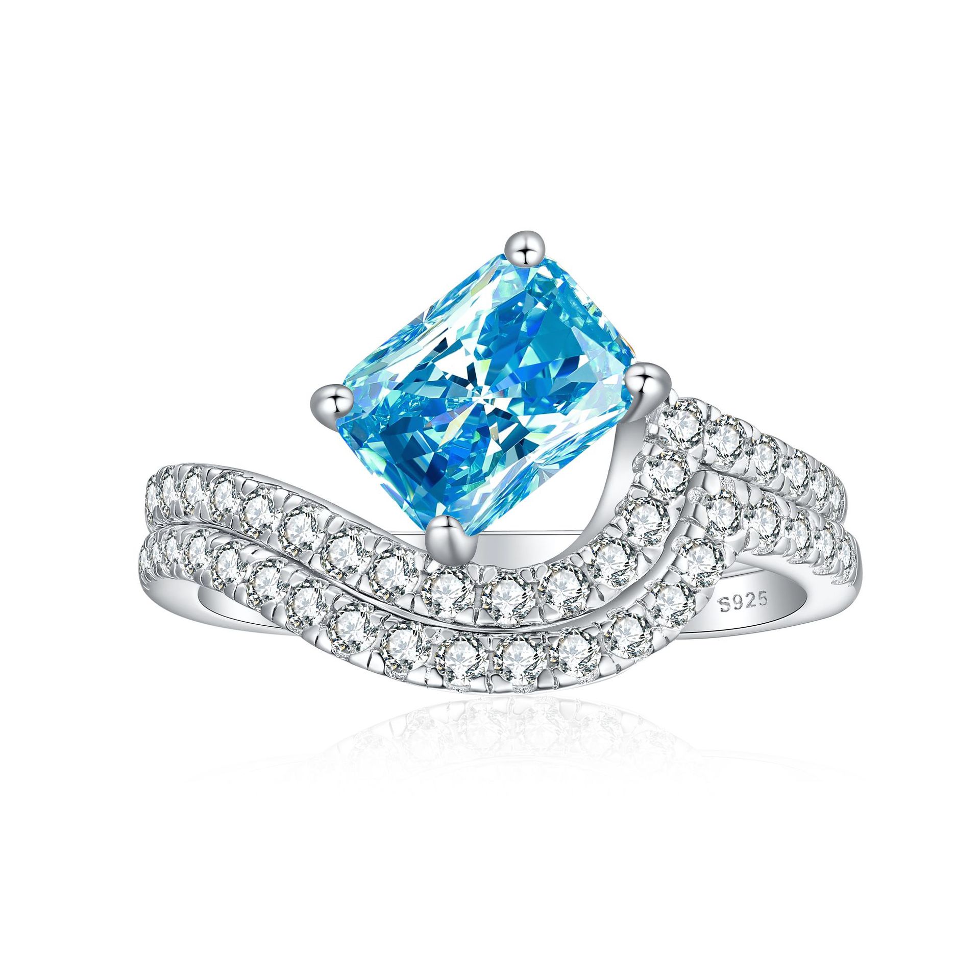 Sterling Silver 6*8 Ruby Ring radiant High Carbon Diamond Coloured Gemstone Ring Set 925 Pure Silver Ring - Image 2