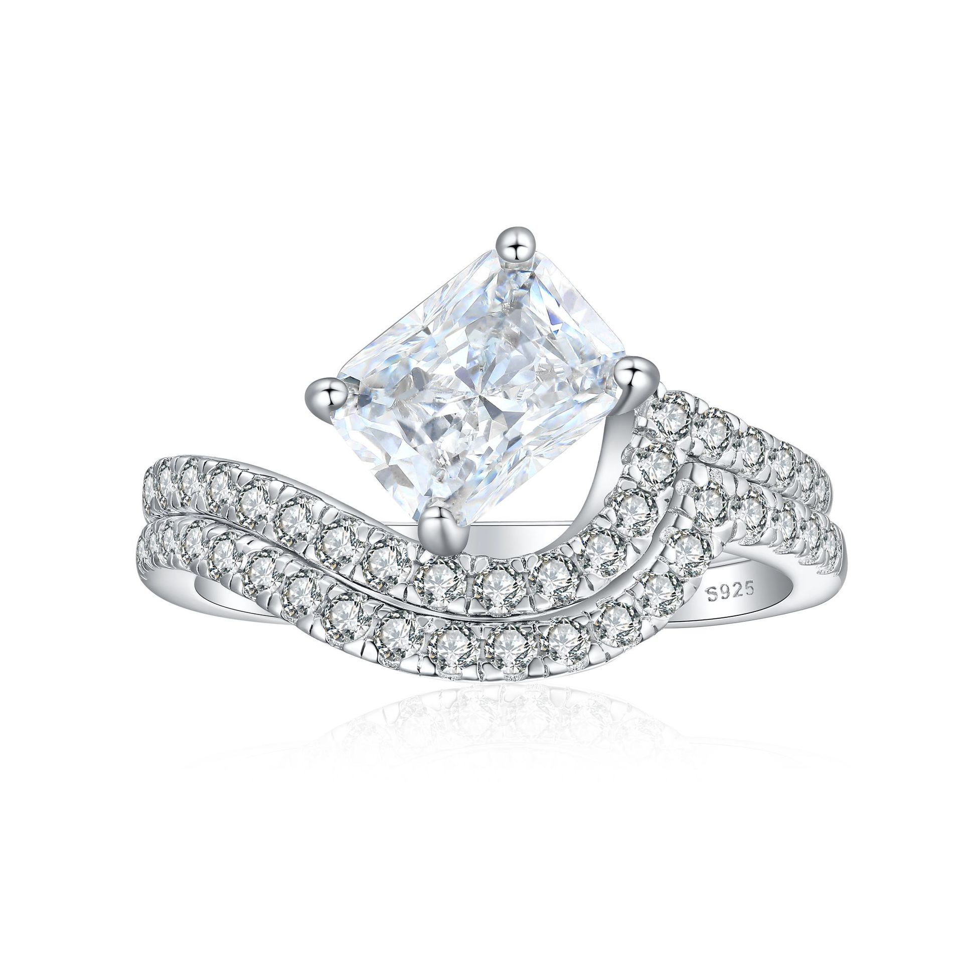 Sterling Silver 6*8 Ruby Ring radiant High Carbon Diamond Coloured Gemstone Ring Set 925 Pure Silver Ring - Image 8