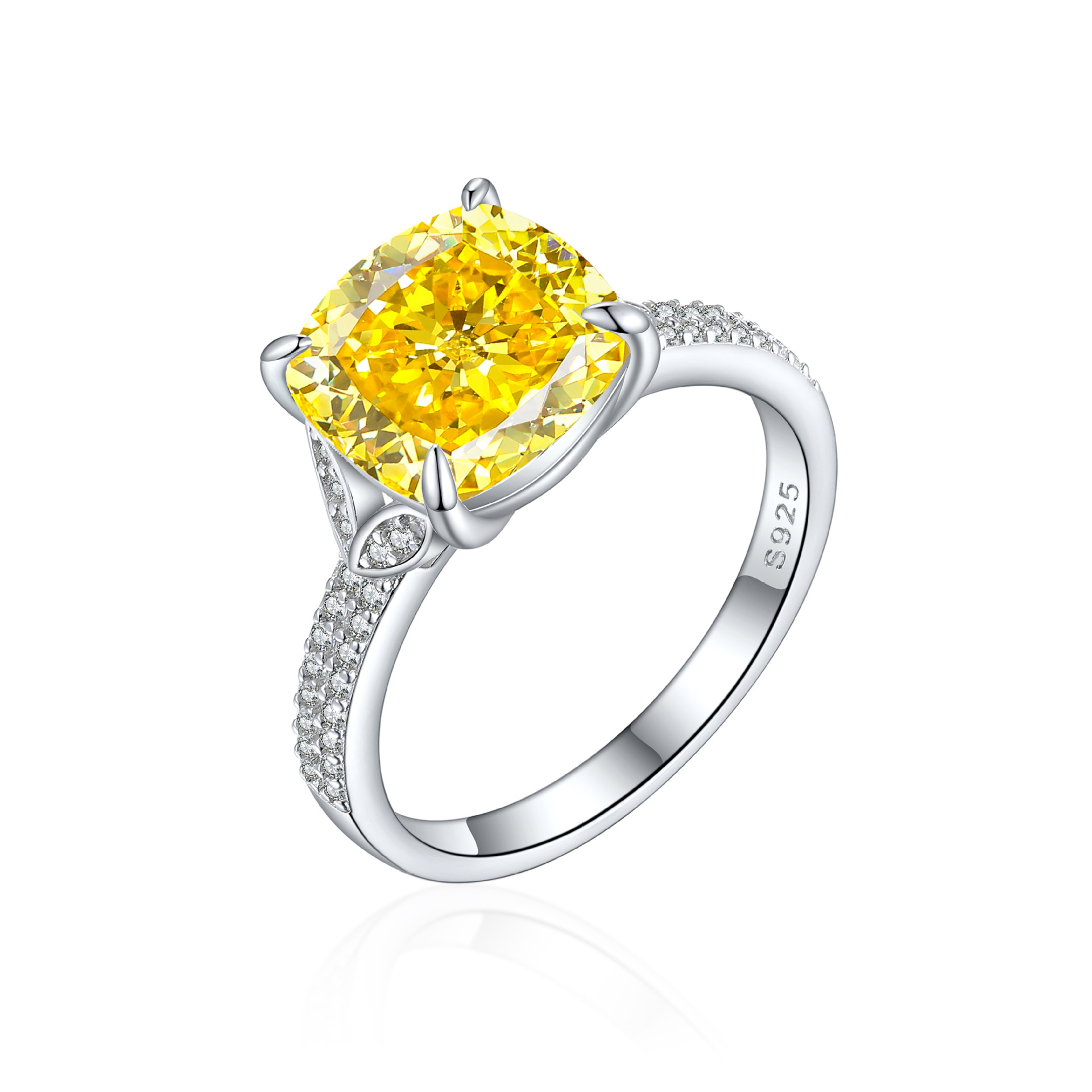 S925 Sterling Silver 5ct Flame Ice Flower Cut Ring Women's Exaggerated 10*10 Colored Gemstone High Carbon Diamond Women's Ring - Image 5