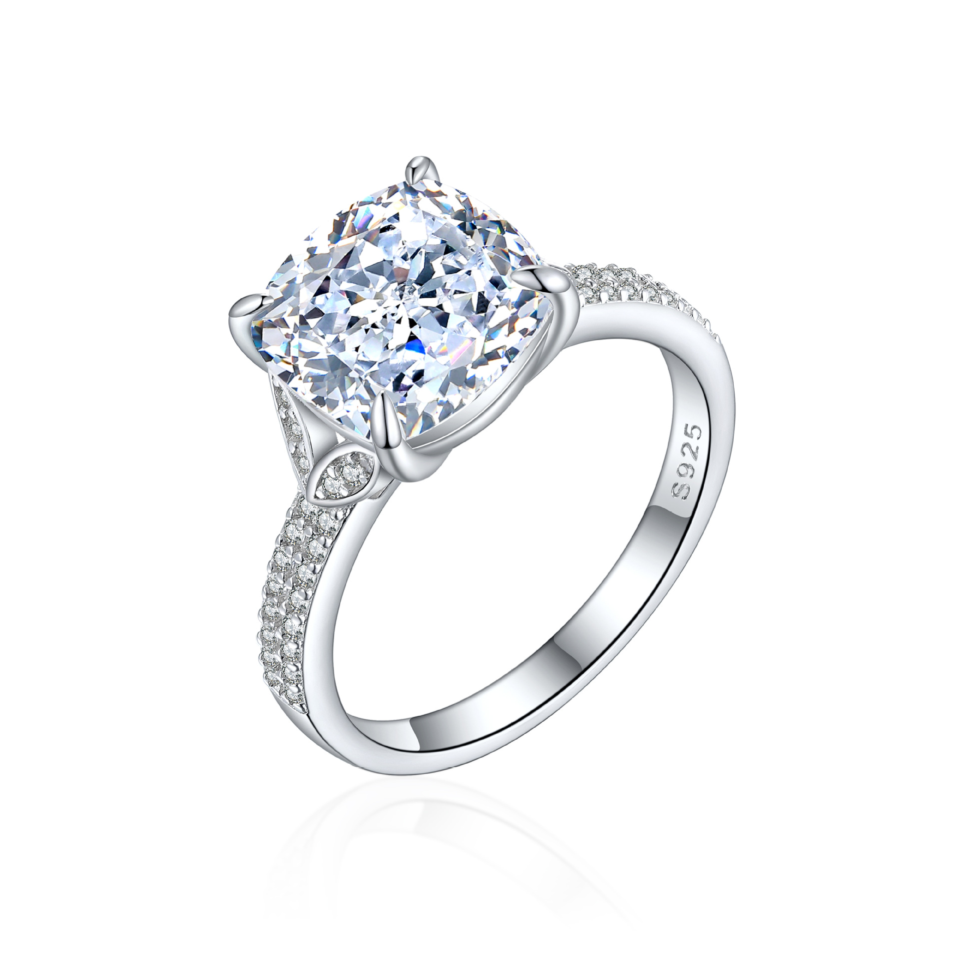 S925 Sterling Silver 5ct Flame Ice Flower Cut Ring Women's Exaggerated 10*10 Colored Gemstone High Carbon Diamond Women's Ring - Image 9