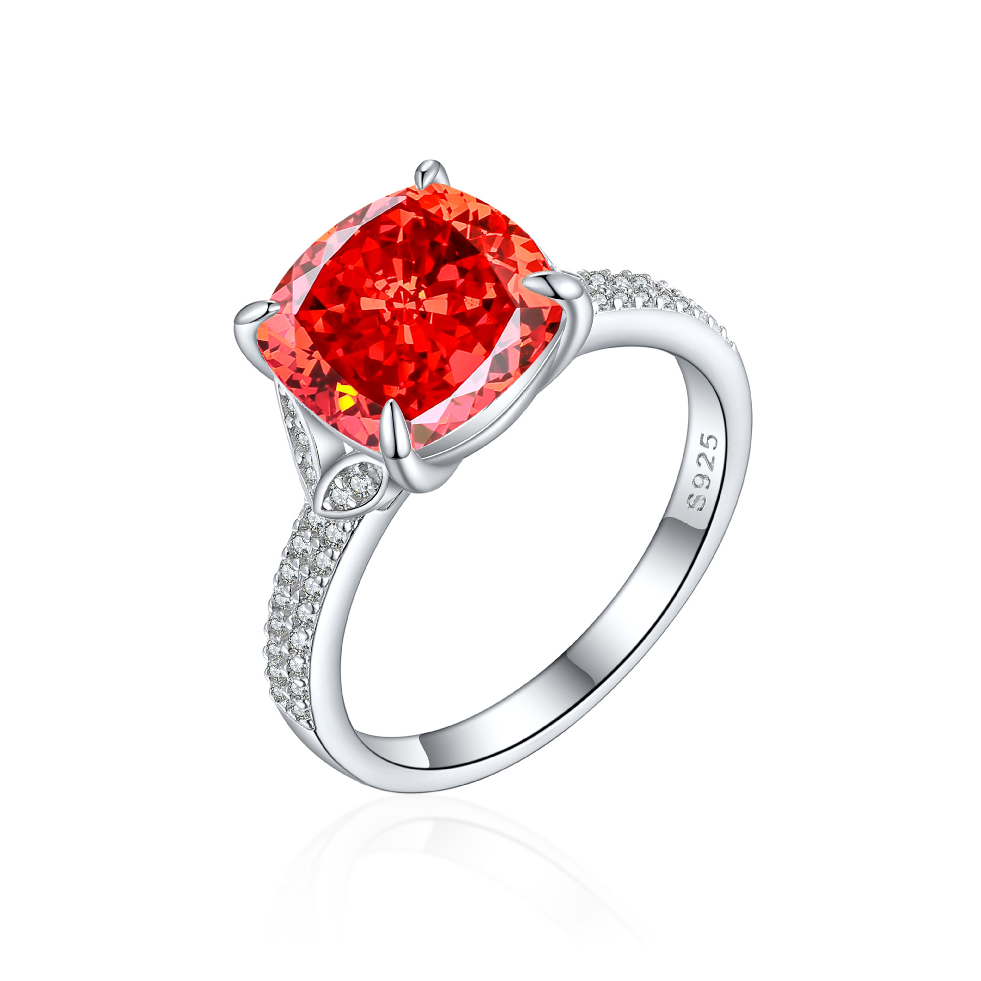 S925 Sterling Silver 5ct Flame Ice Flower Cut Ring Women's Exaggerated 10*10 Colored Gemstone High Carbon Diamond Women's Ring - Image 8