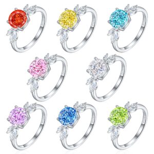 925 Sterling Silver 2ct Flame Ice Flower Cut Ring Women's Senior European and American 8*8 Colored Gemstones High Carbon Diamond Ring