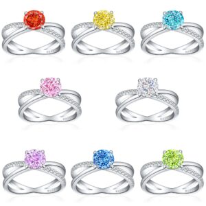 S925 sterling silver 1.2ct flame ice flower cut X-shaped ring women's luxury sense 7*7 colored gemstone high carbon diamond ring European and American style