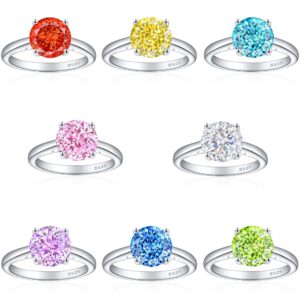 S925 sterling silver 2ct flame ice flower cut ring luxury sense simple 8*8 four prong 2 carat wedding ring high carbon diamond women's ring