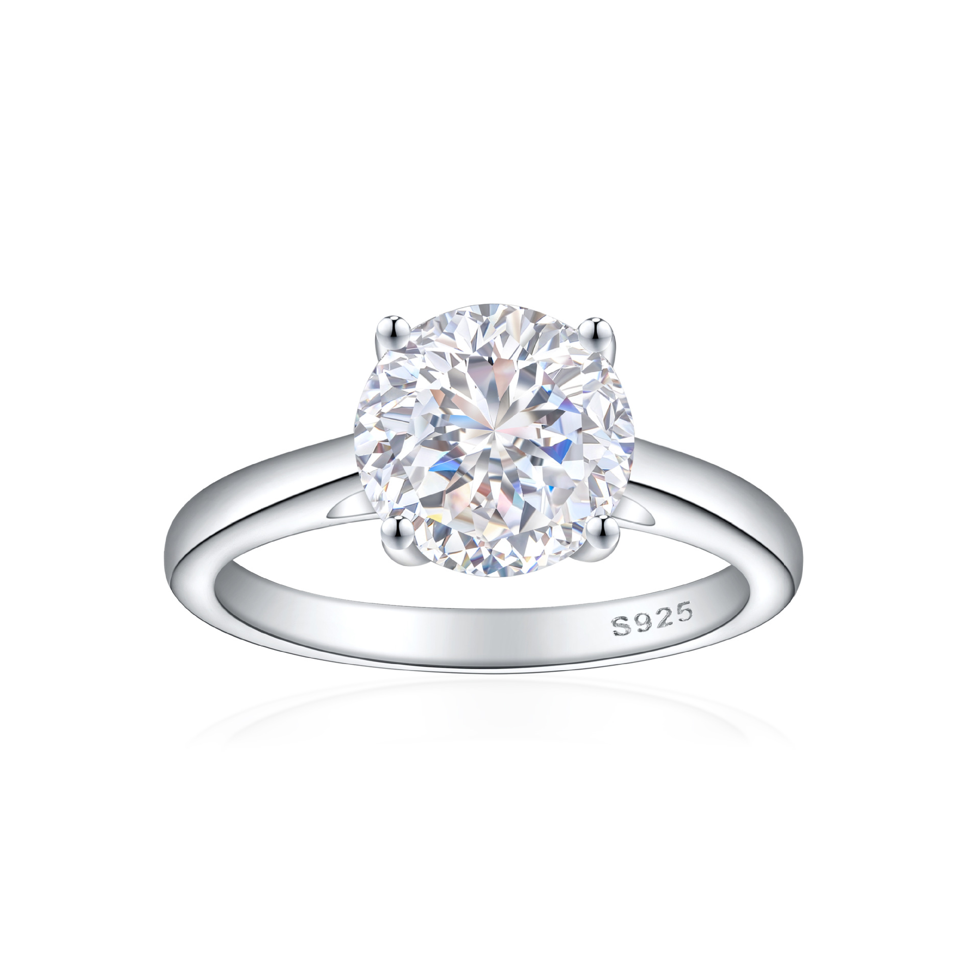 S925 sterling silver 2ct flame ice flower cut ring luxury sense simple 8*8 four prong 2 carat wedding ring high carbon diamond women's ring - Image 8